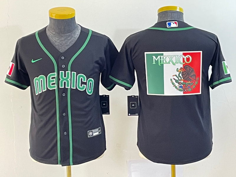 Women's Mexico Baseball 2023 Black Big Logo World Baseball Classic Stitched Jersey(Run Small)
